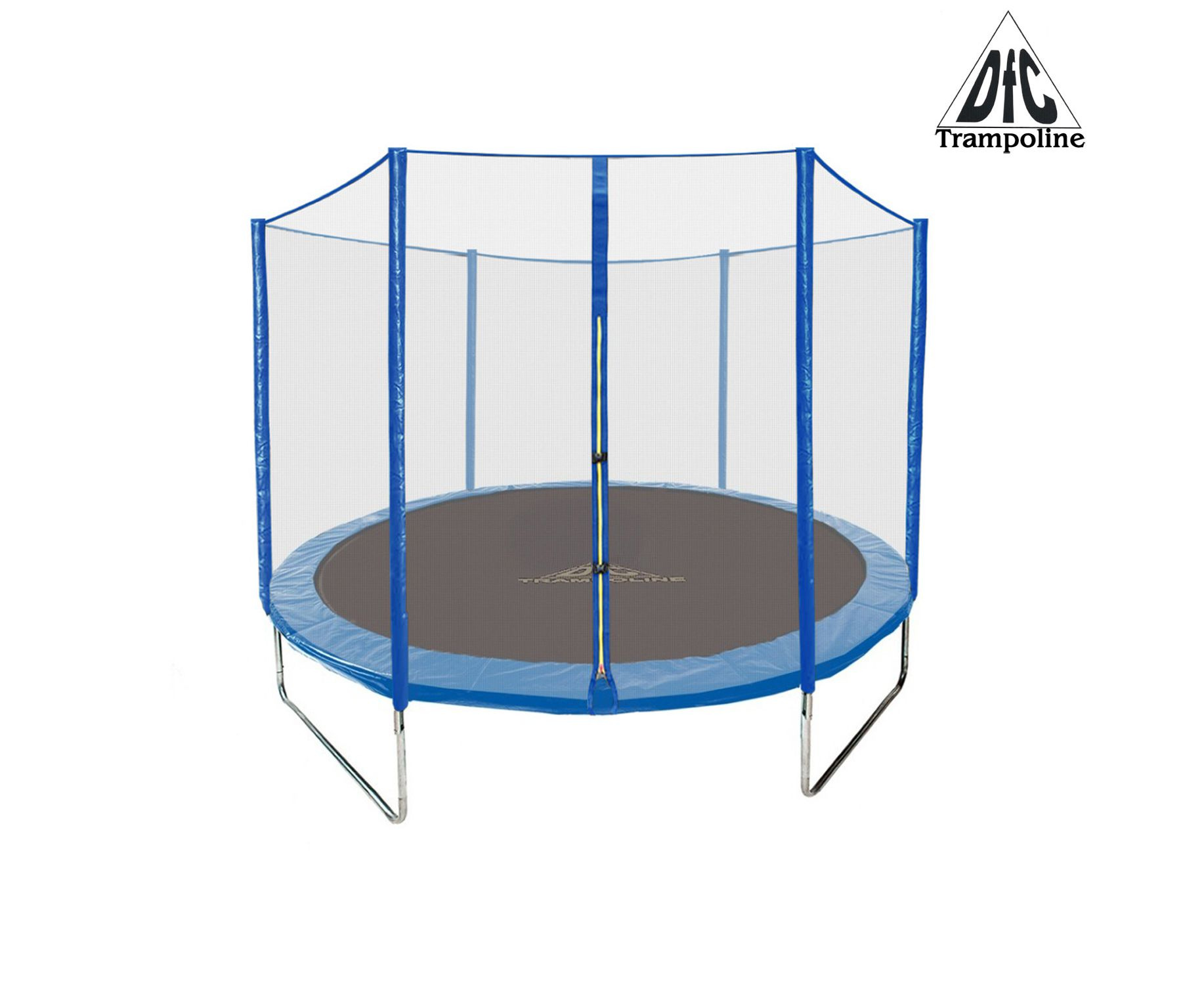 Батут с защитной сеткой DFC Trampoline Fitness 12FT голубой внешняя сетка