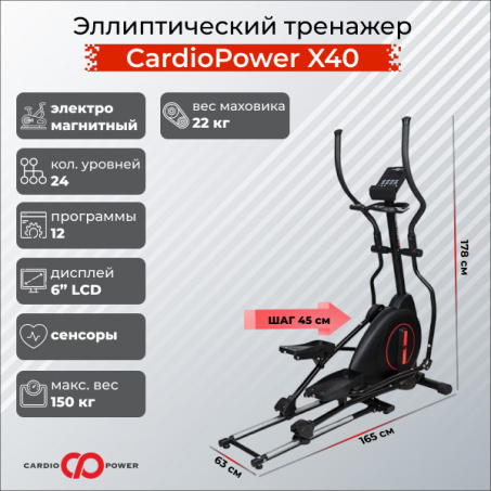 Складной эллиптический тренажер CardioPower X40