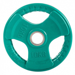 Profi Fit 3 HANDLE 10 кг обрезиненный (с хватами) из каталога дисков для штанги с посадочным диаметром 50 мм. в Тюмени по цене 4930 ₽
