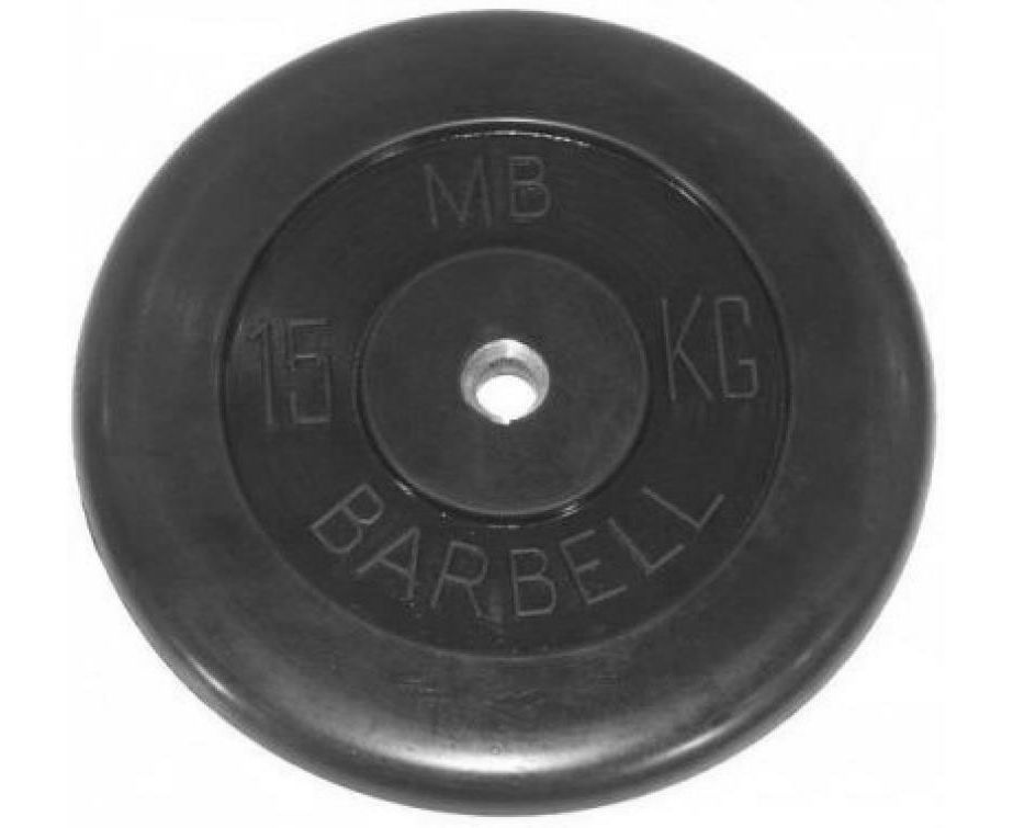 Диск для штанги обрезиненный MB Barbell (металлическая втулка) 15 кг / диаметр 51 мм