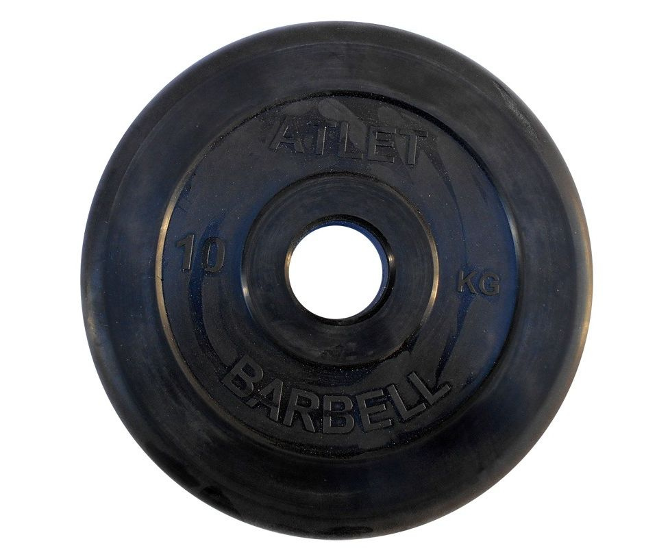 Диск для штанги обрезиненный MB Barbell ATLET 10 кг / диаметр 51 мм