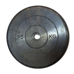 MB Barbell ATLET 15 кг из каталога дисков для штанги с посадочным диаметром 26 мм.  в Тюмени по цене 5350 ₽